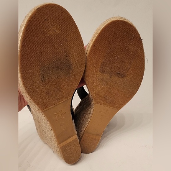 Stuart Weitzman Lexia Leather Black Espadrille Wedge Women’s Sandal Size 7 - Picture 12 of 12